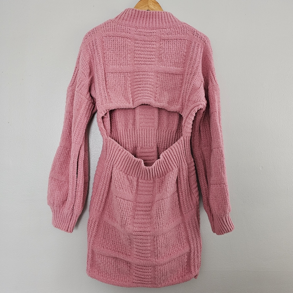 Lulus Patchwork It Rose Pink Chenille Chunky Cabl… - image 3